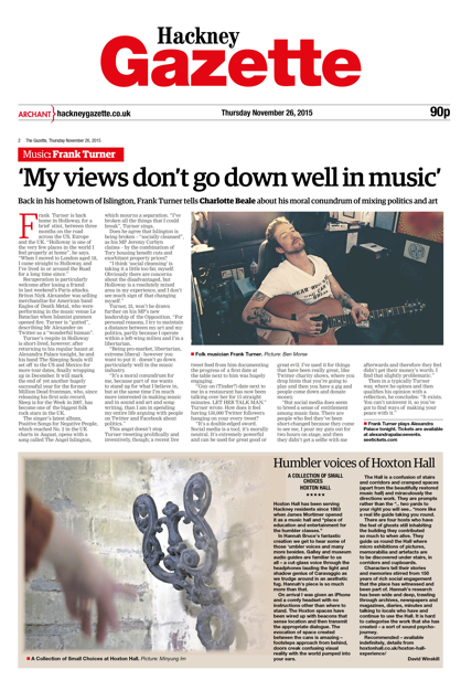 Composite scan of David Winskill's review of A Collection of Small Choices for the Hackney Gazette